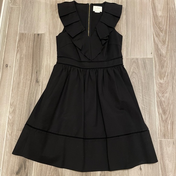 kate spade ruffle neck dress in black - Picture 4 of 8